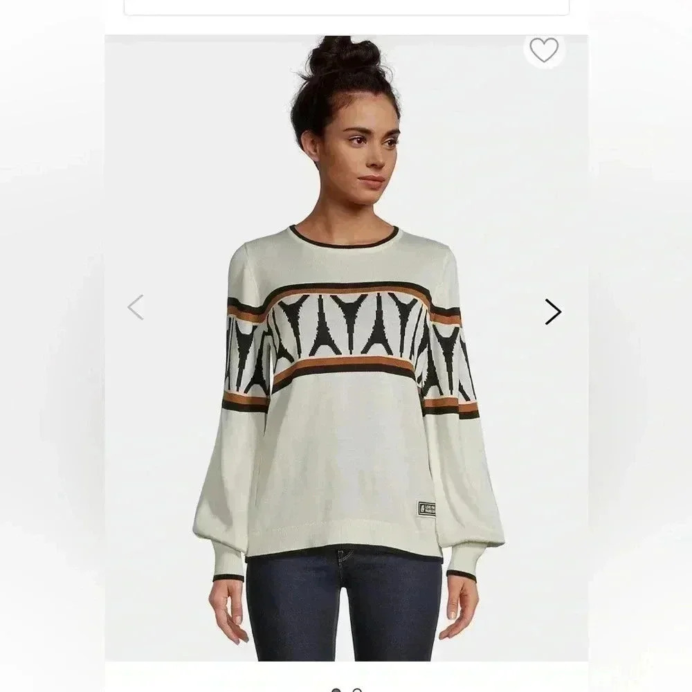 Karl Lagerfeld Paris Eiffel Tower Bishop Sleeve Sweater Size Medium NWOT